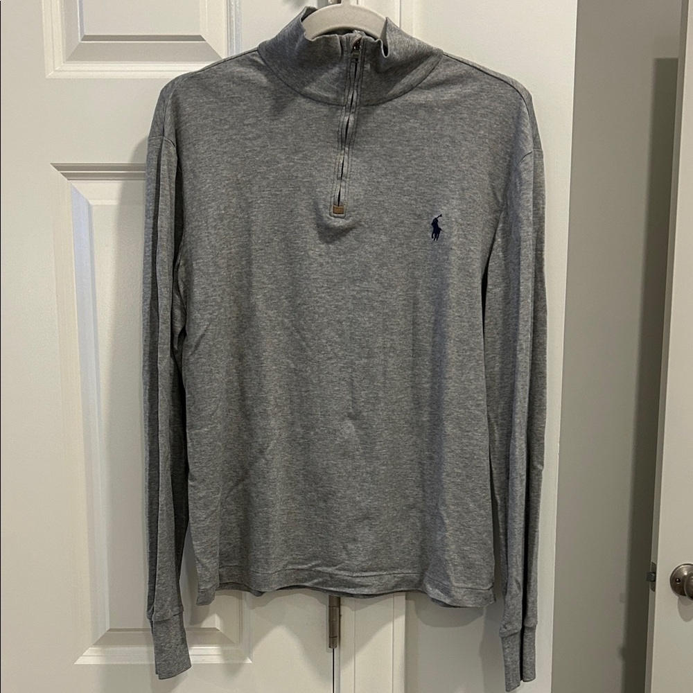 Men’s Ralph Lauren Polo grey ¼ zip sweater/sweatshirt.  EUC Size medium